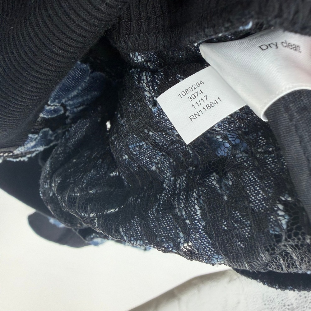 Lane Bryant Bomber Jacket Women 26/28 Blue Floral Sheer Lace Denim Applique Boho - Picture 8 of 8